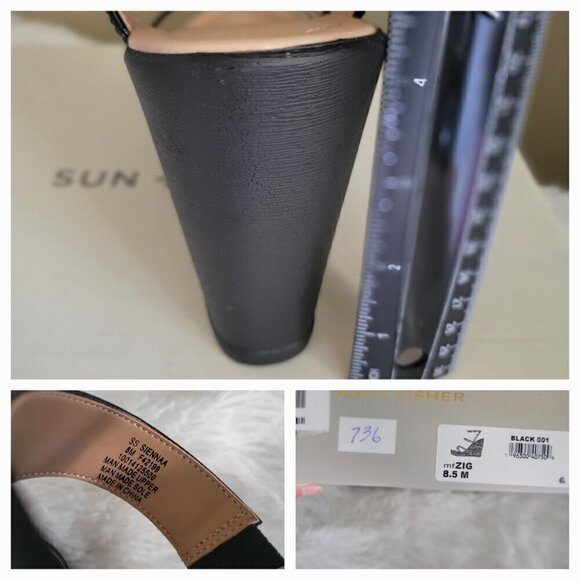 Sun + Stone Black Wedge Siennaa Sandals With Adjustable Straps- 8M - Picture 7 of 7